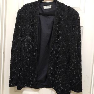 𝅺NIGHTLINE by Della Roufogali Sequined & Beaded Women's Black Jacket